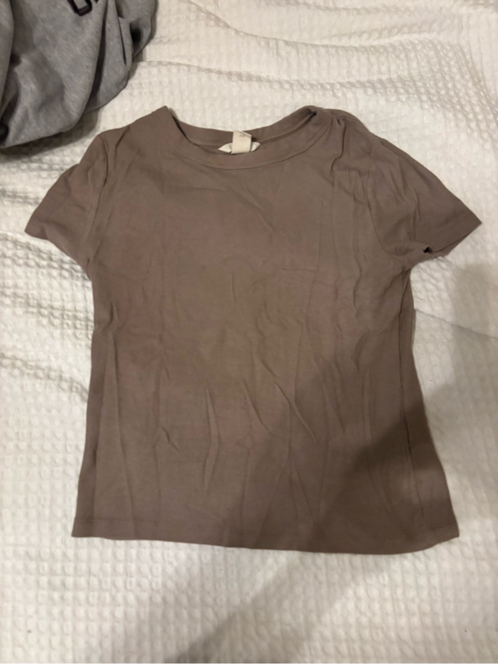 H&M Short Sleeve Crewneck Top - Taupe Brown
